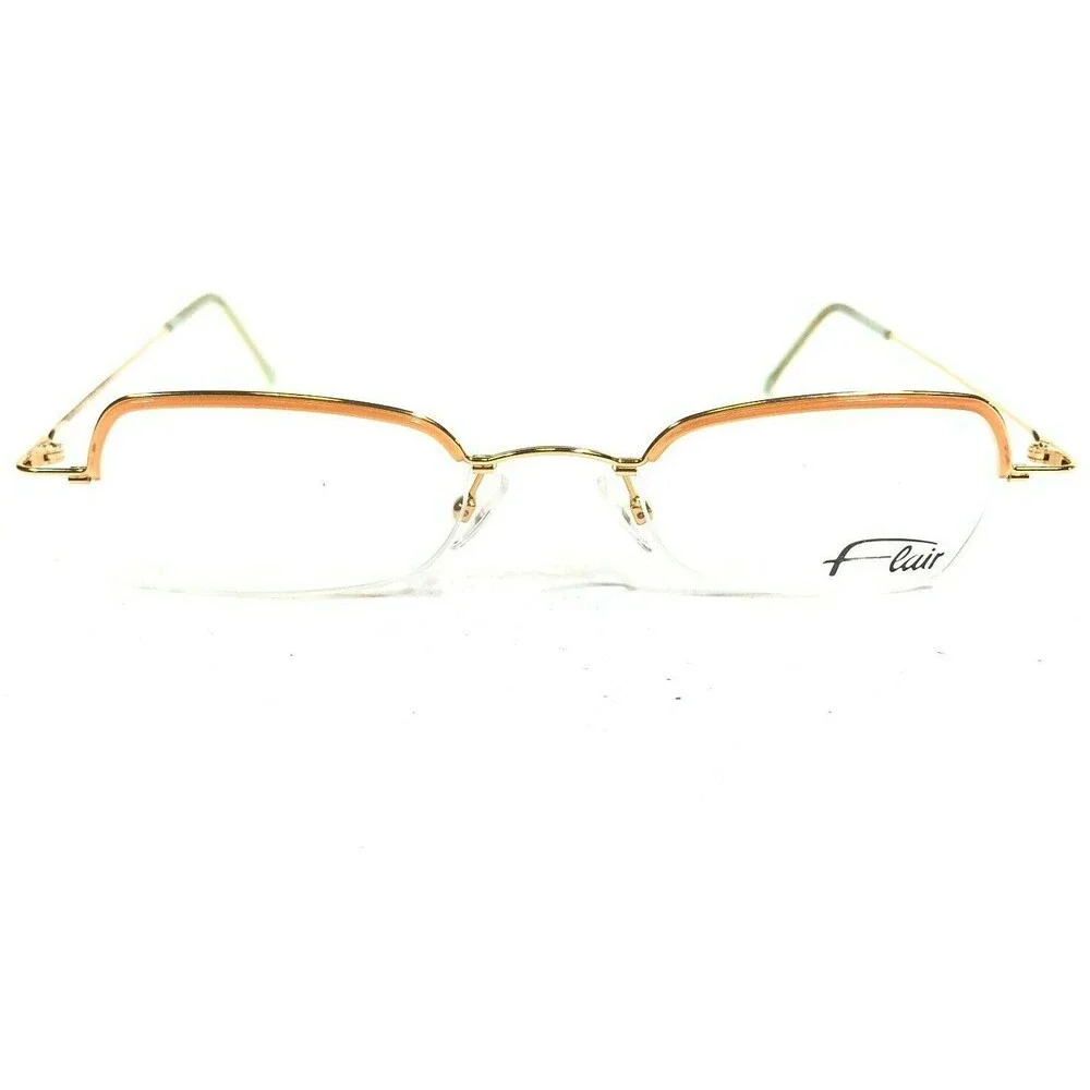 Vintage Flair MOD.450 COL.248 Eyeglasses Frames Orange Gold Oval Half Rim 130